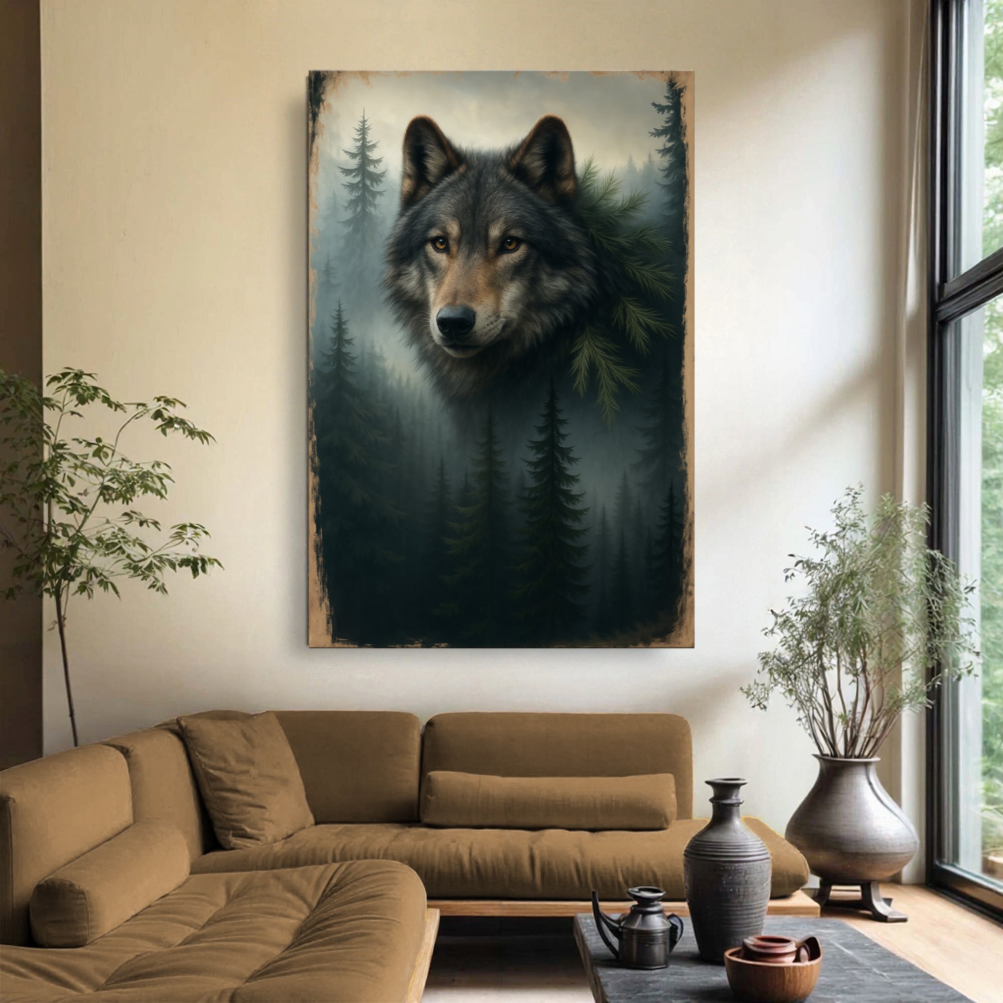 Wolf Double Exposure V wall art with nature-inspired artwork - product view 4