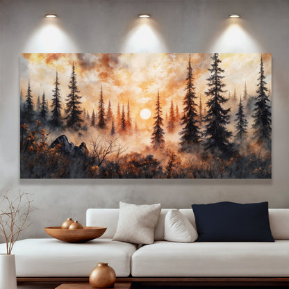 Rustic Forest Sunset wall art with nature-inspired artwork