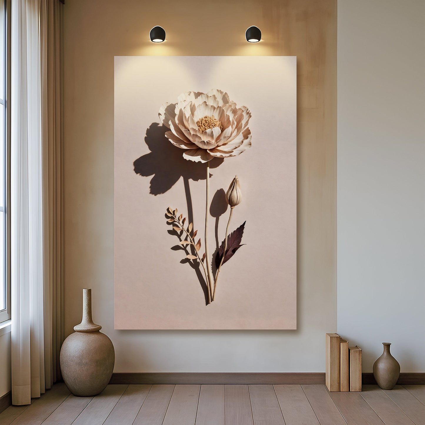 Minimalist Lone Flower wall art with nature-inspired artwork