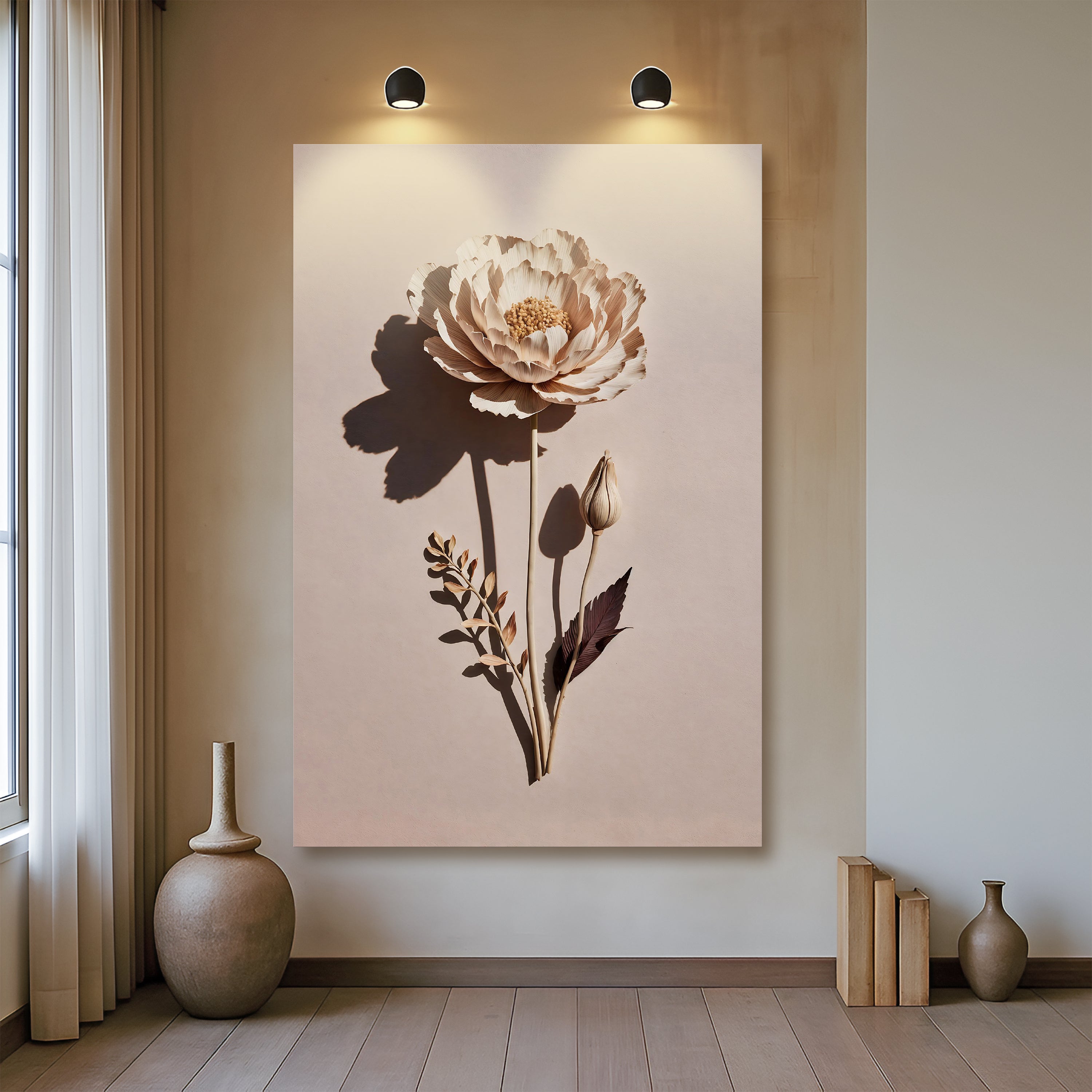 Minimalist Lone Flower wall art with nature-inspired artwork