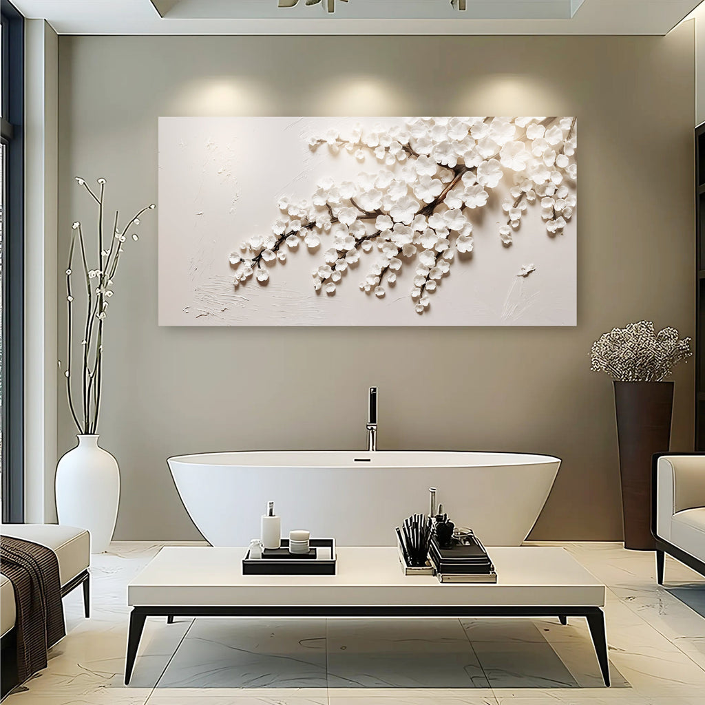 White Cherry Blossom wall art with nature-inspired artwork