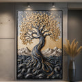 Golden Tree of Life Minimalist Impasto wall art with nature-inspired artwork