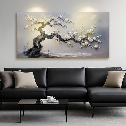 White Blossom wall art with nature-inspired artwork