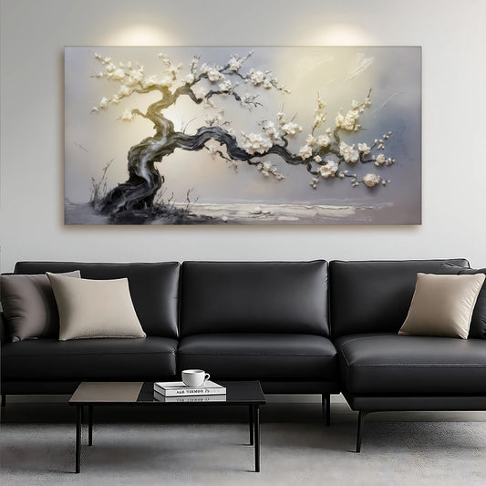 White Blossom wall art with nature-inspired artwork
