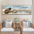 Lose Yourself in Lakeside Bliss Lake House Coastal Sign Ii canvas with nature-inspired artwork