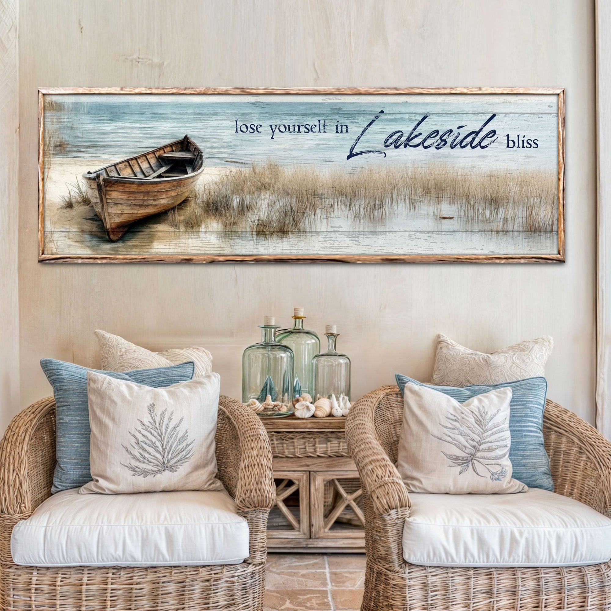 Lose Yourself in Lakeside Bliss Lake House Coastal Sign Ii canvas with nature-inspired artwork