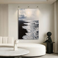 Black & White Waves Abstract wall art with nature-inspired artwork