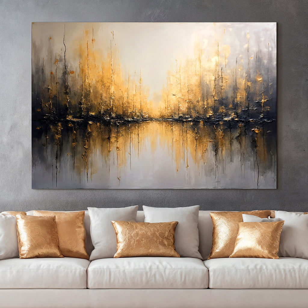 Golden Reflections Abstract wall art with nature-inspired artwork