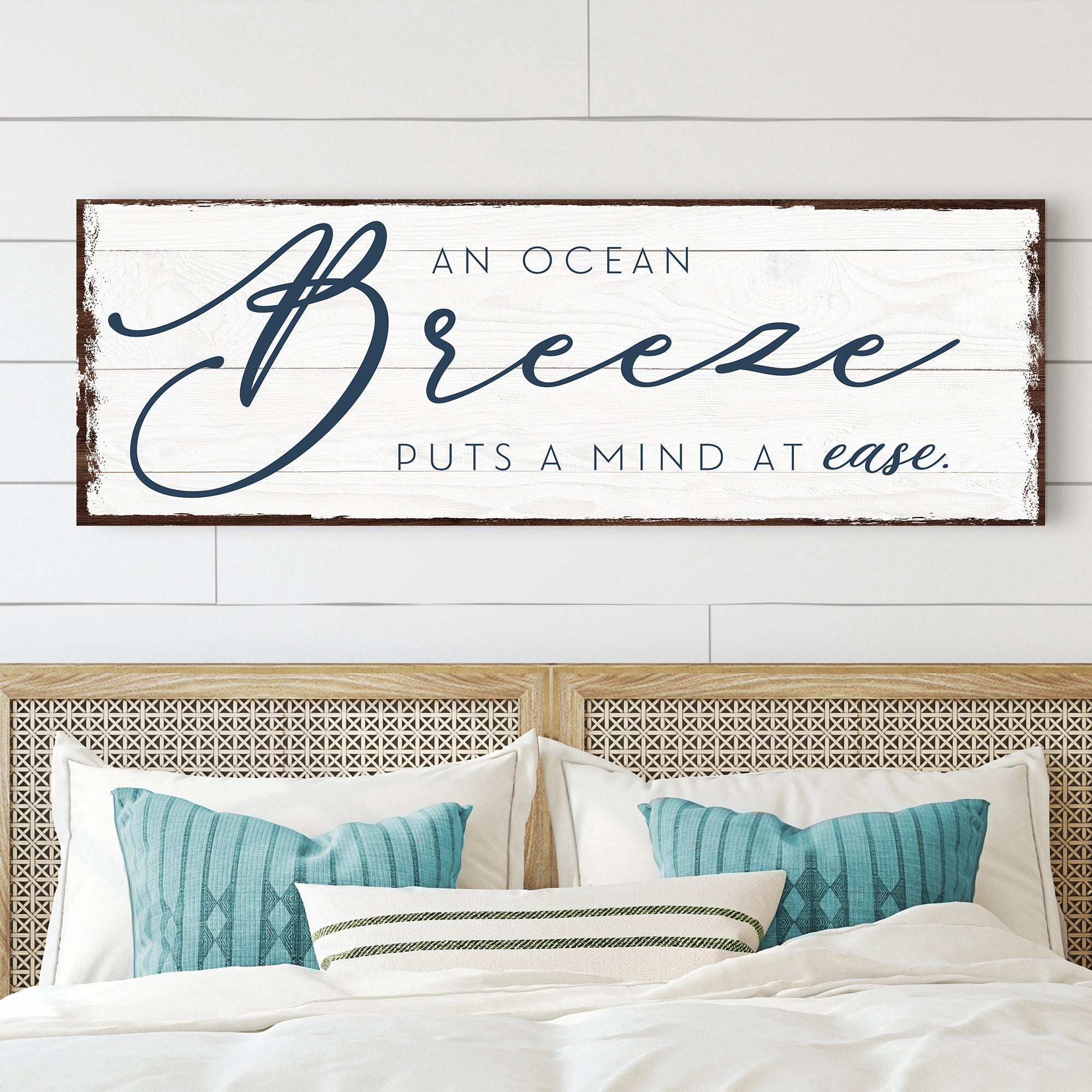 An Ocean Breeze Puts a Mind At Ease Sign canvas with nature-inspired artwork