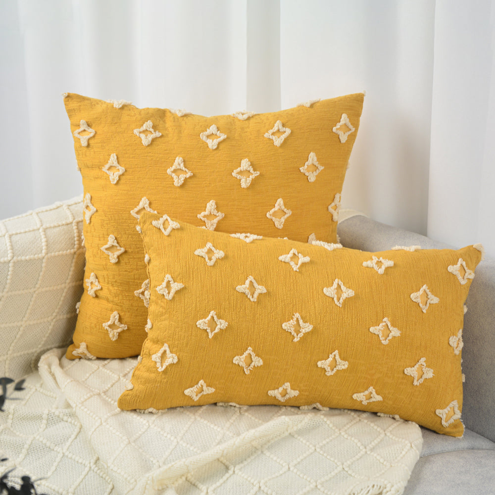 20''x20'' Tufted Floral 100% Cotton Throw Pillow pillow cover with nature-inspired artwork - product view 4
