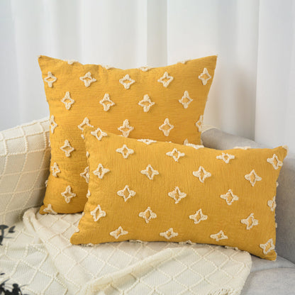 20''x20'' Tufted Floral 100% Cotton Throw Pillow pillow cover with nature-inspired artwork - product view 4