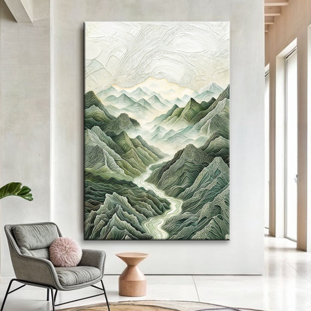 Abstract Mountain and River Landscape wall art with nature-inspired artwork - product view 2