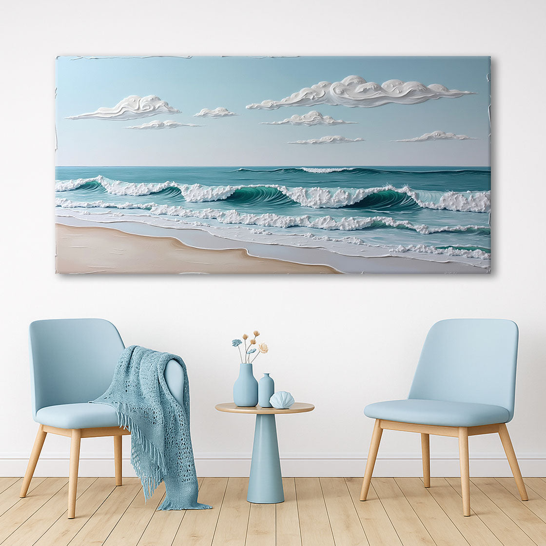 Serene Ocean Wave Coastal Xi wall art with nature-inspired artwork