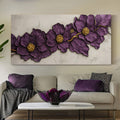 Purple Flower Plaster wall art with nature-inspired artwork