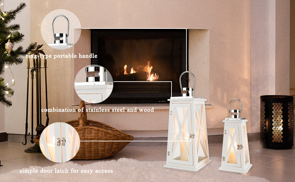 15.5''&22'' H Metal Decorative Candle Holders Rustic Hanging decorative candle lanterns with nature-inspired artwork - product view 6
