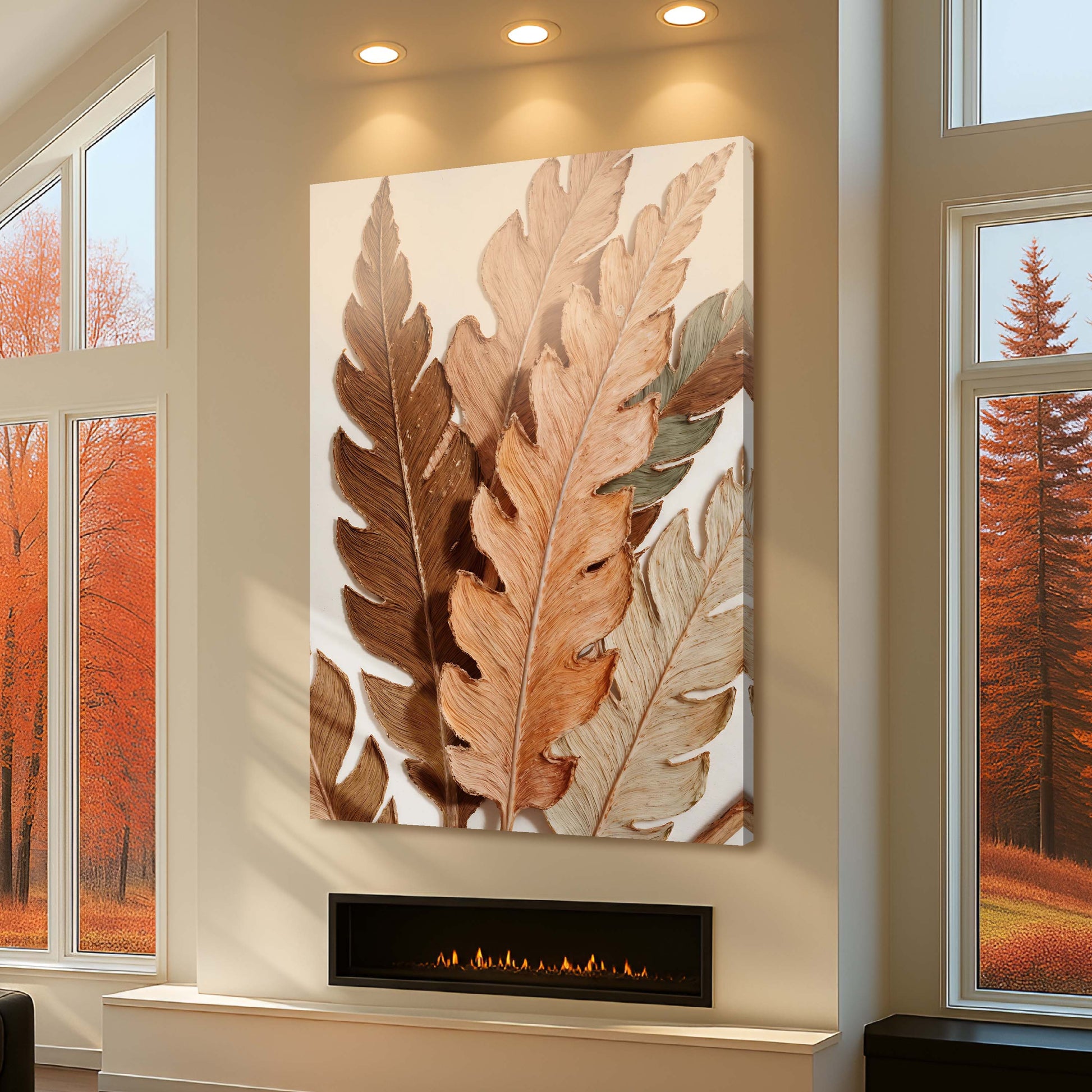 Abstract Autum Leaves wall art with nature-inspired artwork - product view 2