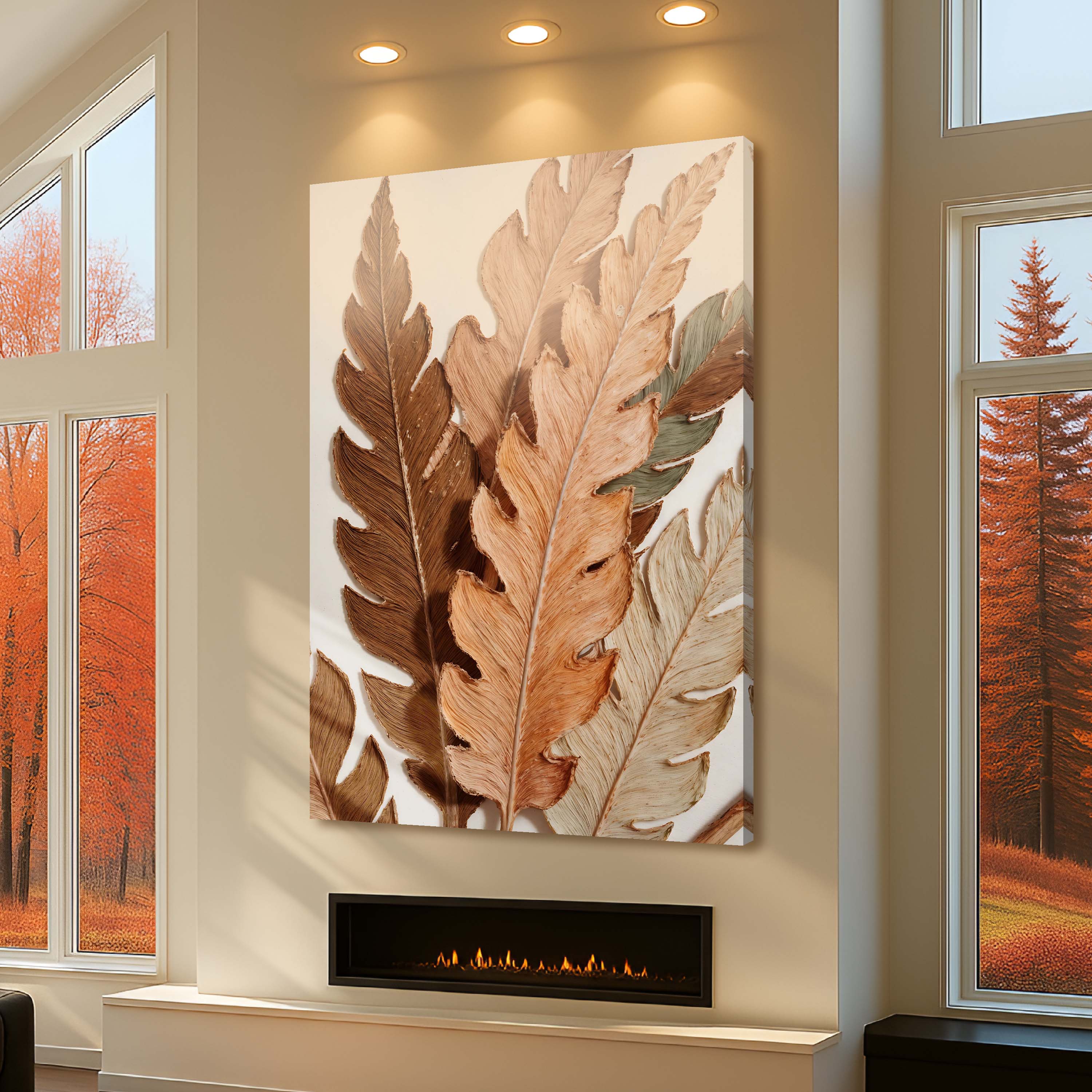 Abstract Autum Leaves wall art with nature-inspired artwork - product view 2