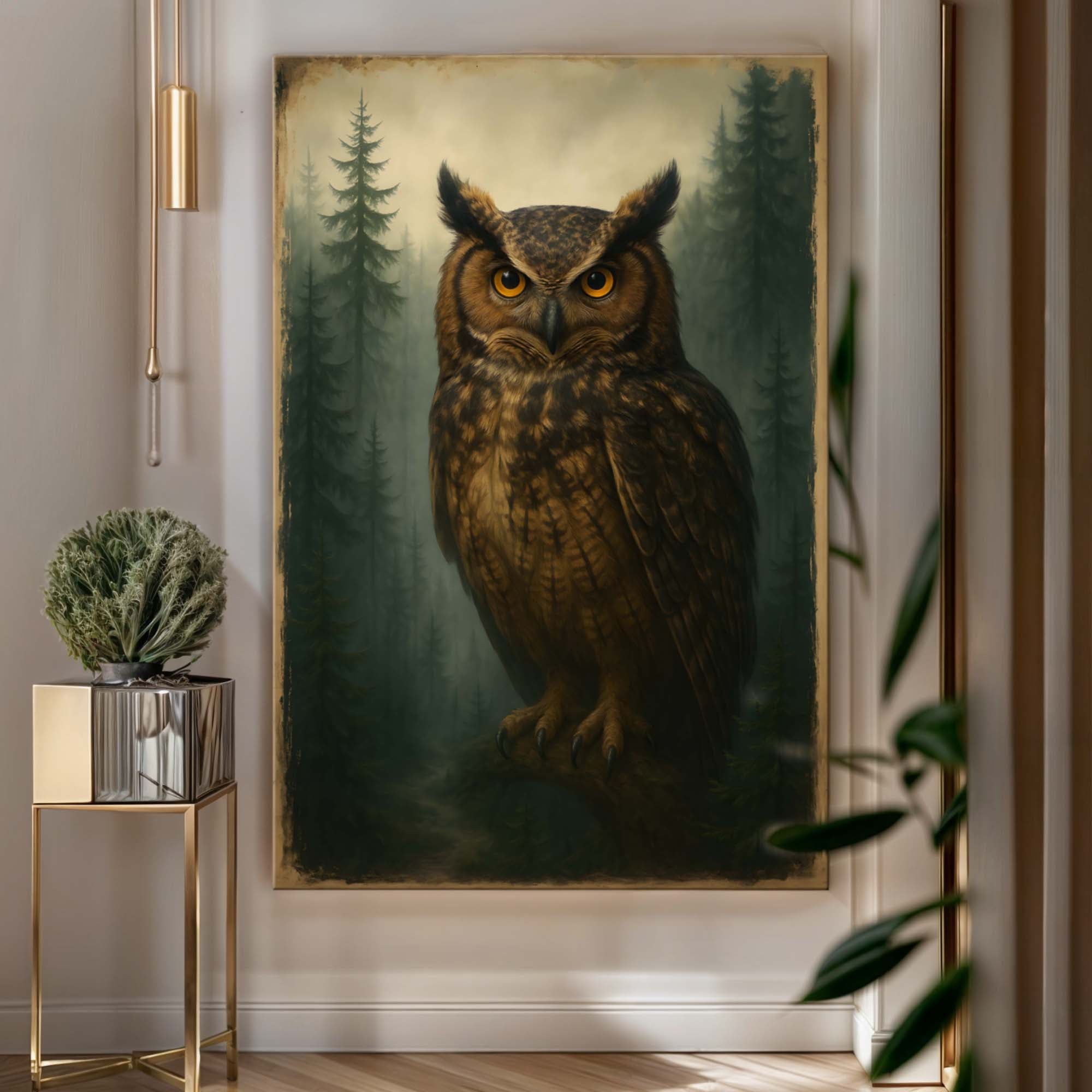 Watcher of the Woods Owl wall art with nature-inspired artwork