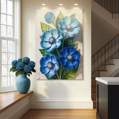 Blue Blossom Bouquet Impasto wall art with nature-inspired artwork - product view 3