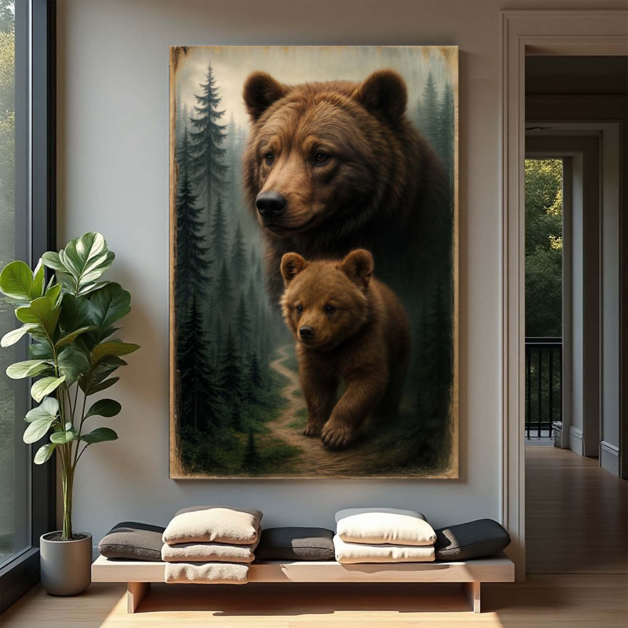 Path of the Wild Kin Bear and Cub wall art with nature-inspired artwork - product view 5