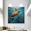 Turtle in Seagrass Coastal wall art with nature-inspired artwork
