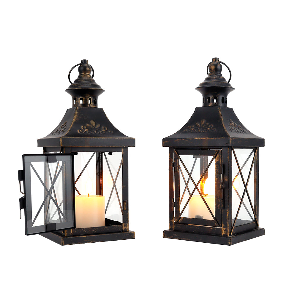 11'' High Metal Decorative Candle Lantern Hanging Candle Holder(set decorative candle lanterns with nature-inspired artwork - product view 2