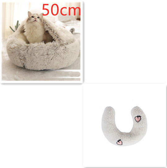 2 in 1 Dog and Cat Bed Pet Winter Bed Round Plush Warm Bed House Soft uncategorized / needs cleanup with nature-inspired artwork - product view 22
