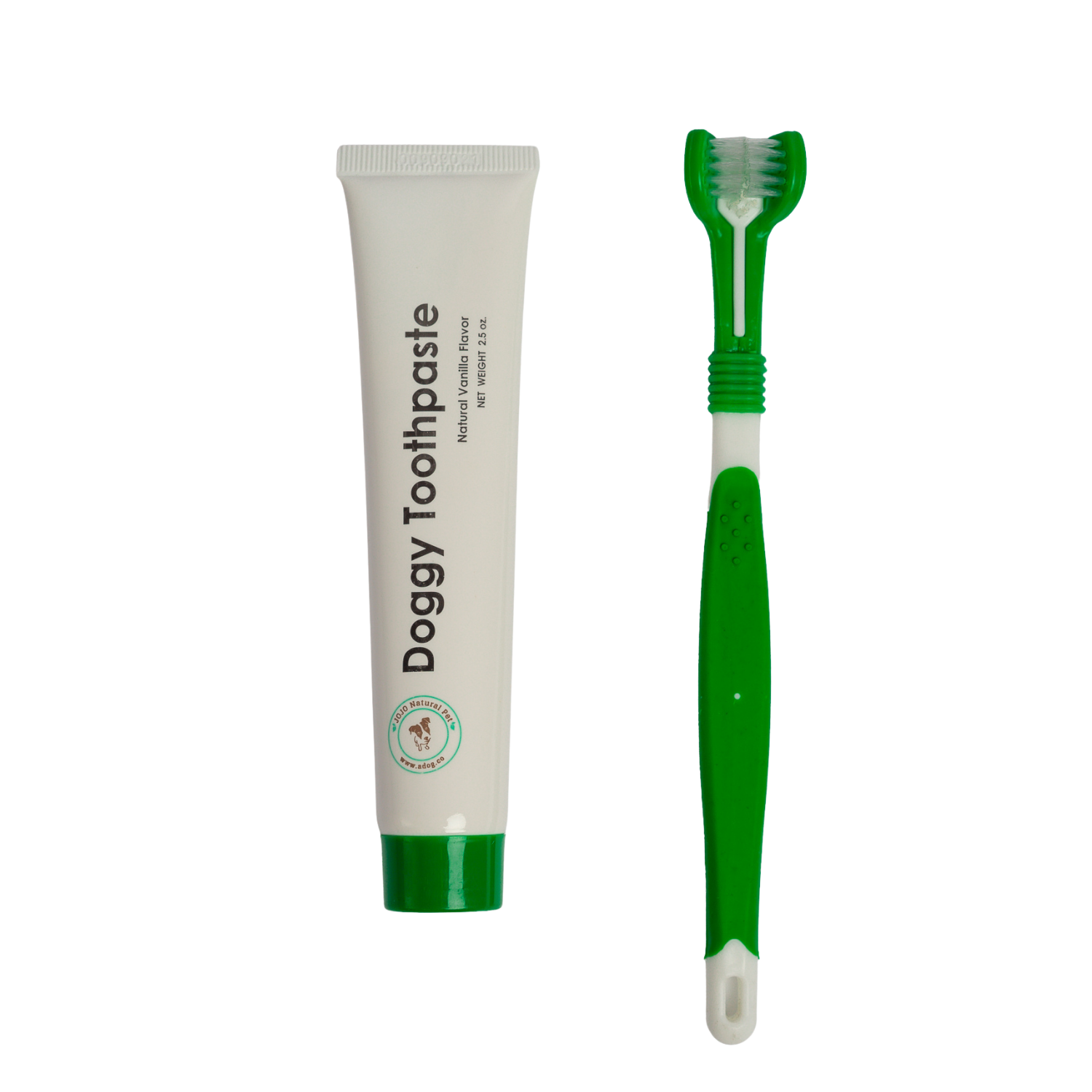 Triple Headed Dog Toothbrush with All grooming kits with nature-inspired artwork