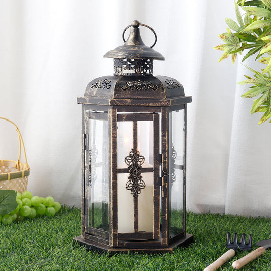 12“H Outdoor Candle Lanterns Vintage Metal Candle Holder-4