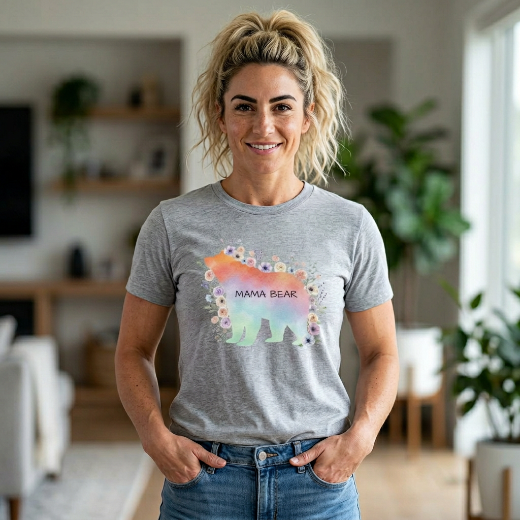 Mama Bear Pastel T t-shirt with nature-inspired artwork