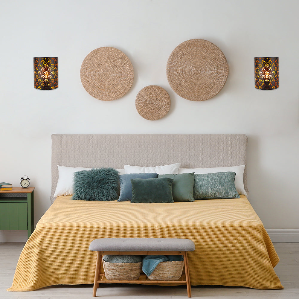 8''h Metal Rustic Wall Mount Lamp with 6 battery operated lamp with nature-inspired artwork - product view 4