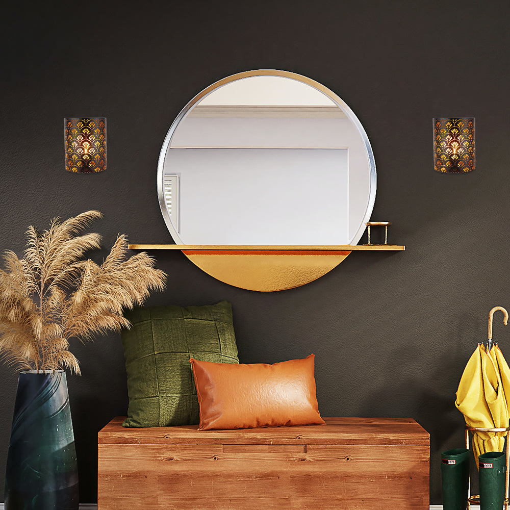 8''h Metal Rustic Wall Mount Lamp with 6 battery operated lamp with nature-inspired artwork - product view 5