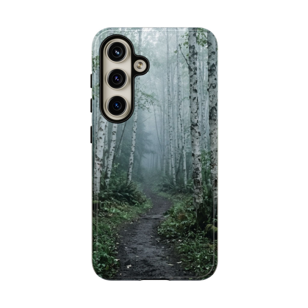 Twilight Birch Tree Path Phone Case