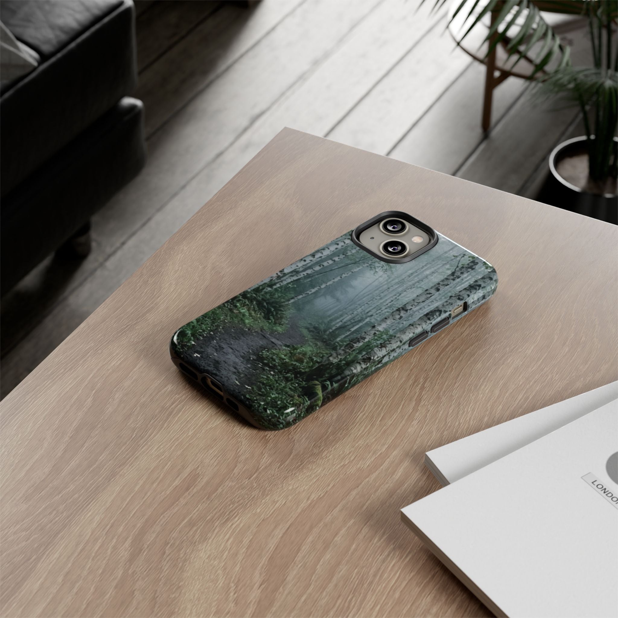 Twilight Birch Tree Path Phone Case