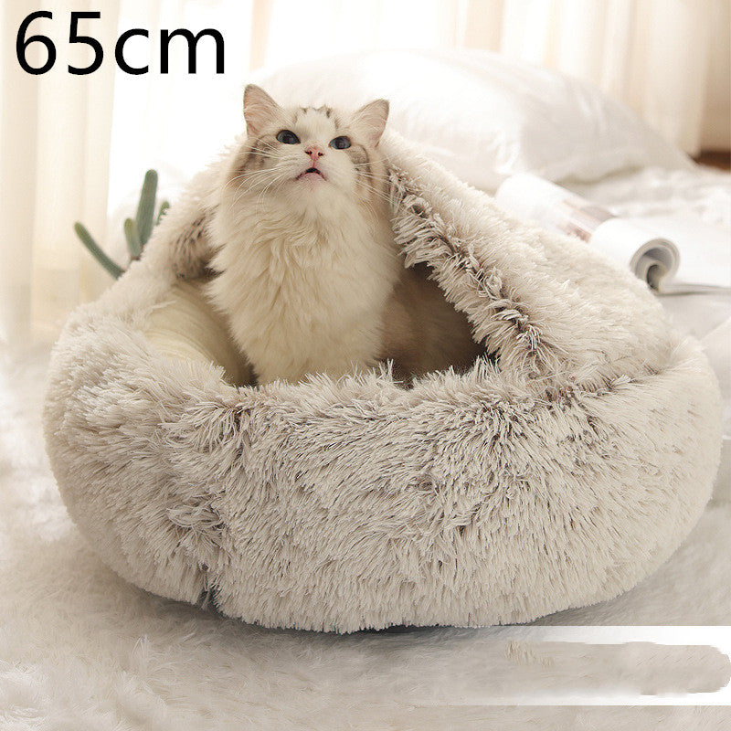 2 in 1 Dog and Cat Bed Pet Winter Bed Round Plush Warm Bed House Soft uncategorized / needs cleanup with nature-inspired artwork - product view 66