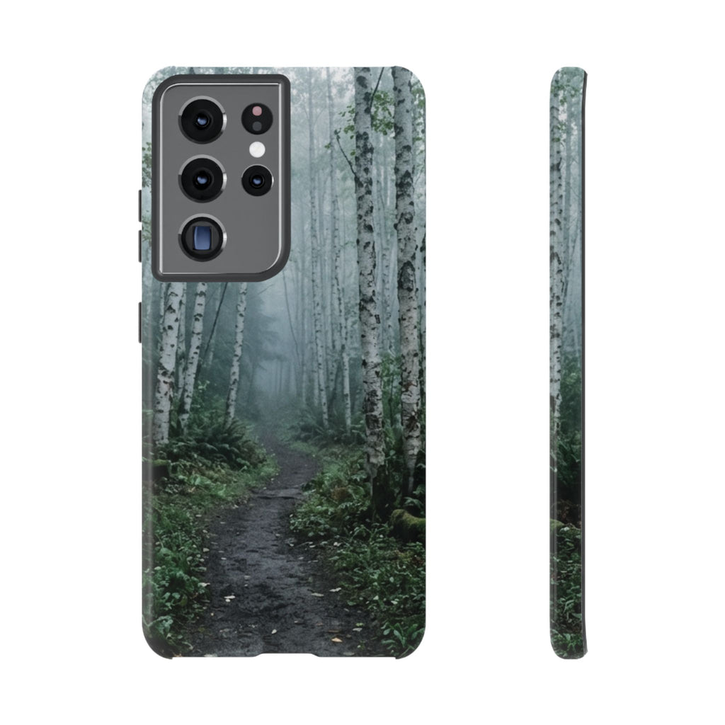 Twilight Birch Tree Path Phone Case