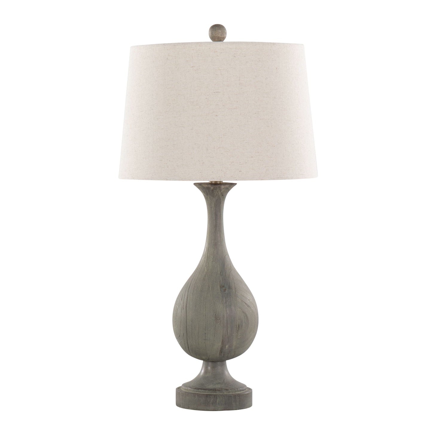 Gray or Dark Gray Rustic Farmhouse Faux Wood Table Lamps - Set of 2