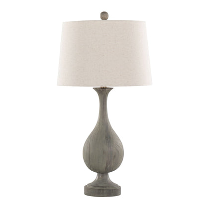 Gray or Dark Gray Rustic Farmhouse Faux Wood Table Lamps - Set of 2