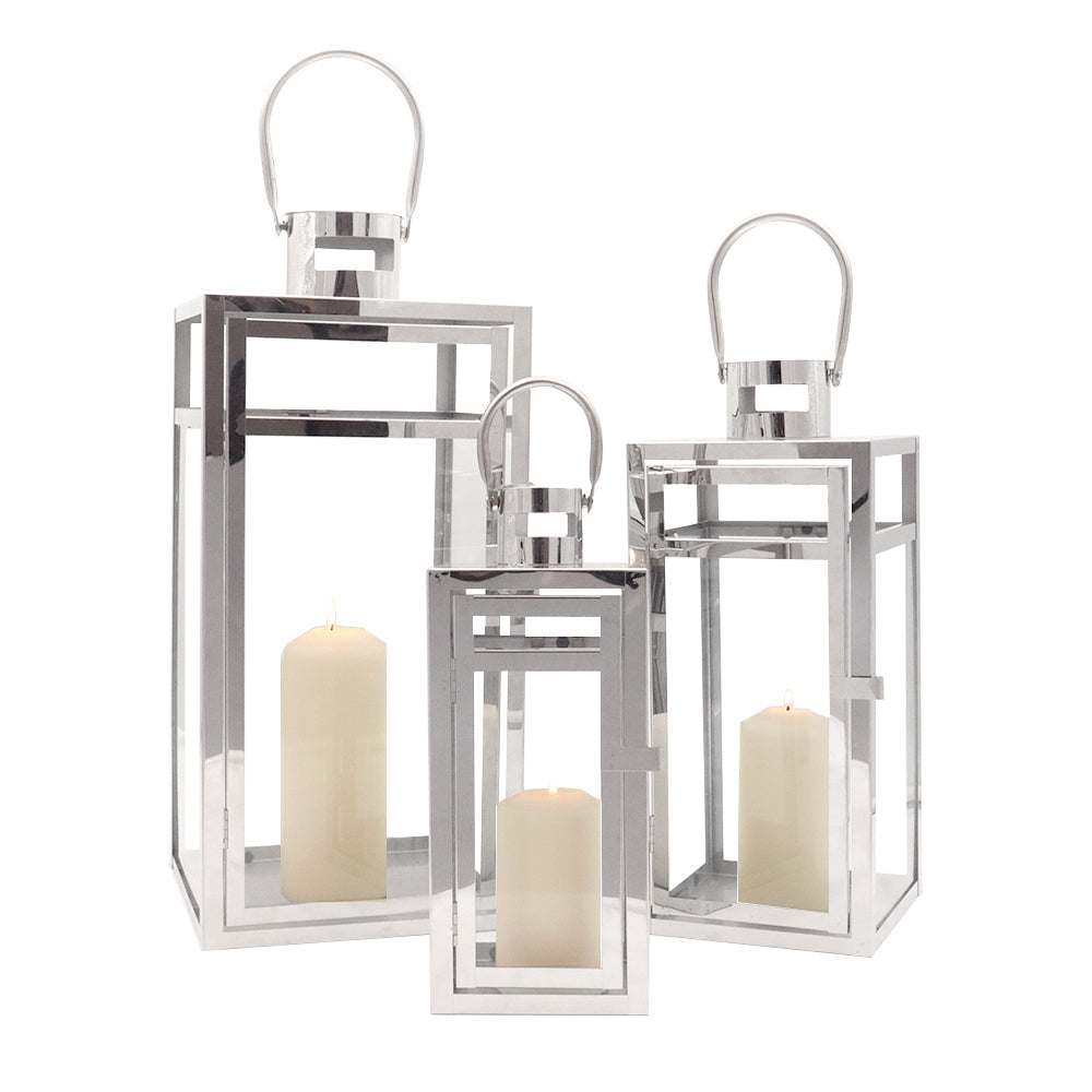 19''&15''&12'' H Stainless Steel Metal Candle Lantern Candle Holder decorative candle lanterns with nature-inspired artwork - product view 4