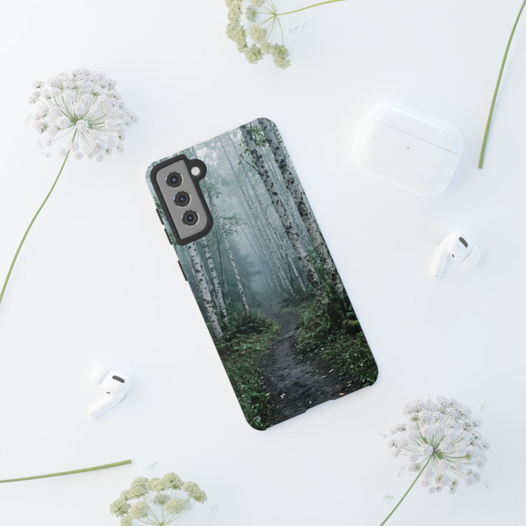 Twilight Birch Tree Path Phone Case