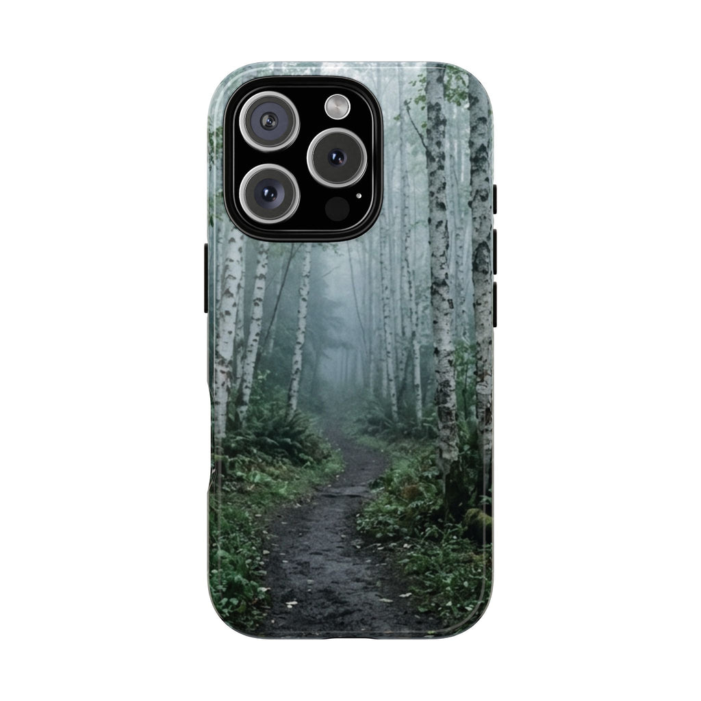 Twilight Birch Tree Path Phone Case