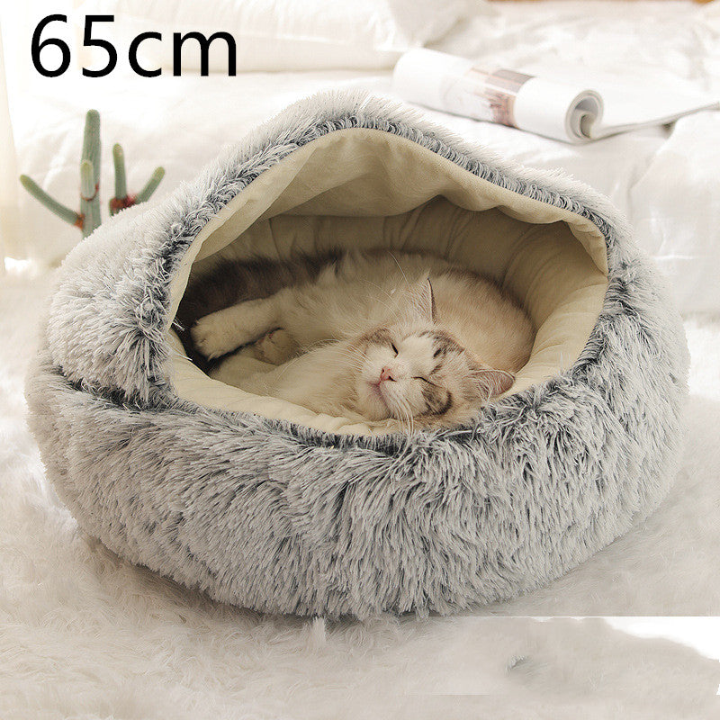 2 in 1 Dog and Cat Bed Pet Winter Bed Round Plush Warm Bed House Soft uncategorized / needs cleanup with nature-inspired artwork - product view 76
