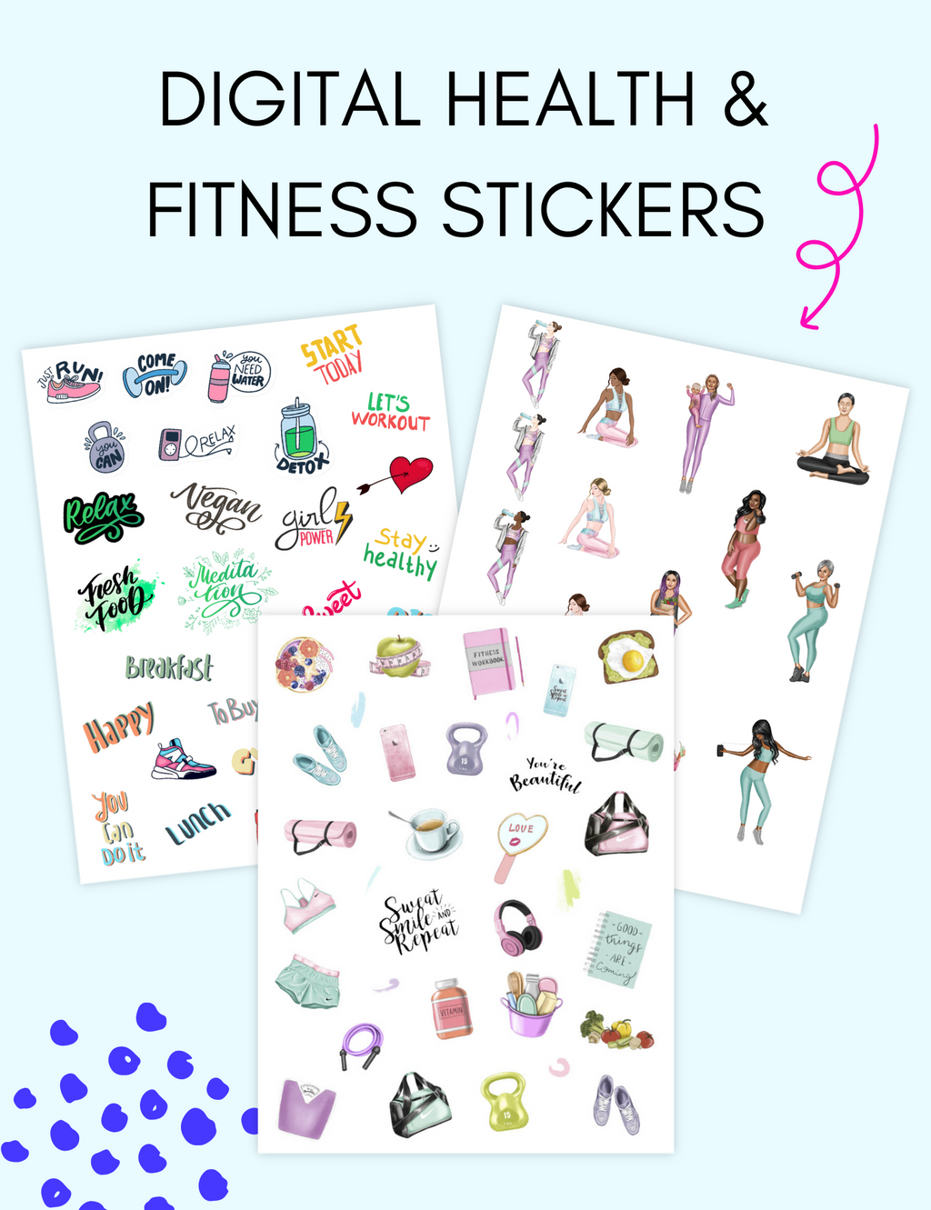 Health and Fitness Stickers uncategorized / needs cleanup with nature-inspired artwork