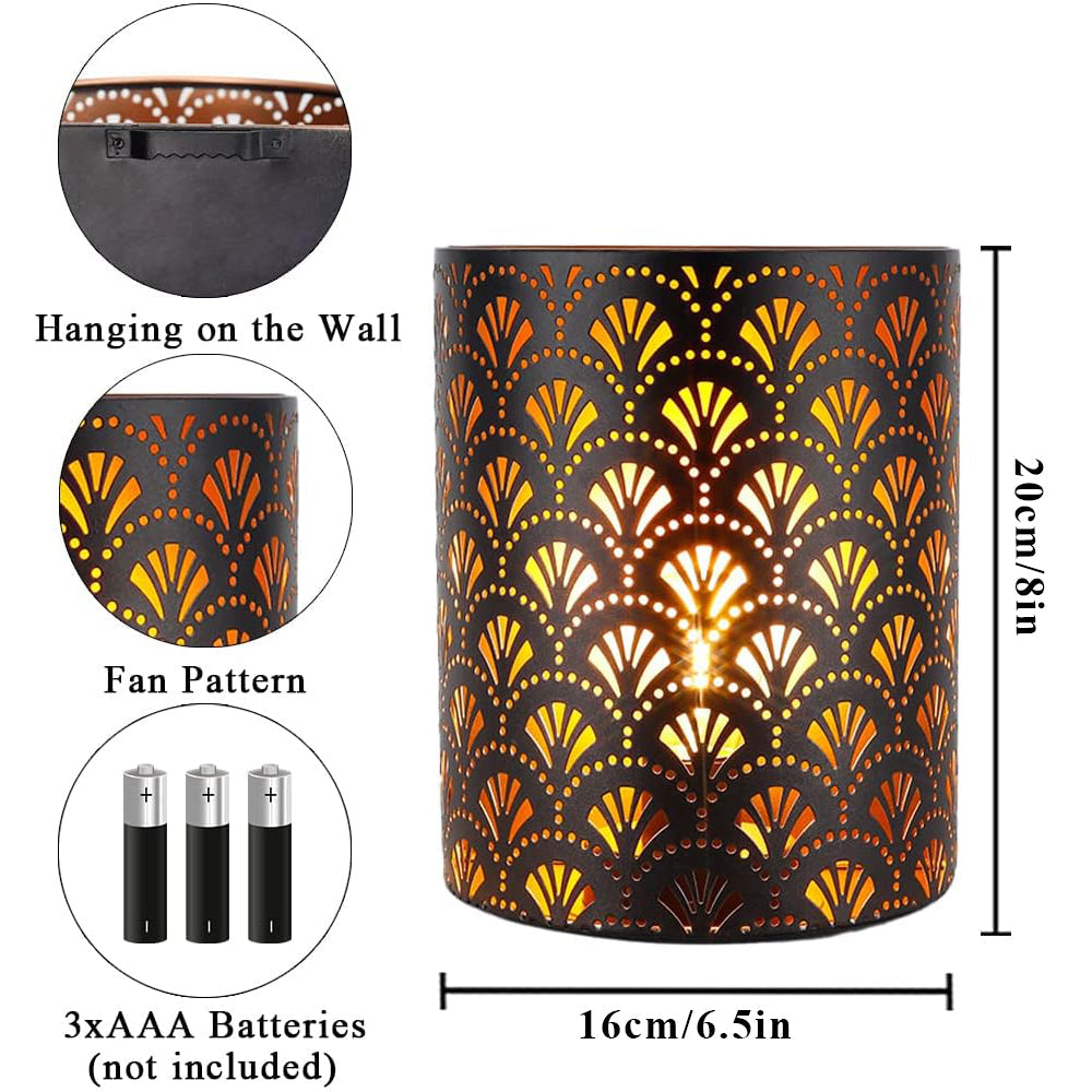 8''h Metal Rustic Wall Mount Lamp with 6 battery operated lamp with nature-inspired artwork - product view 3