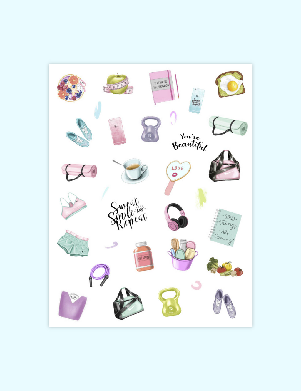 Health and Fitness Stickers uncategorized / needs cleanup with nature-inspired artwork - product view 2