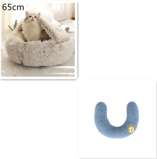 2 in 1 Dog and Cat Bed Pet Winter Bed Round Plush Warm Bed House Soft uncategorized / needs cleanup with nature-inspired artwork - product view 28