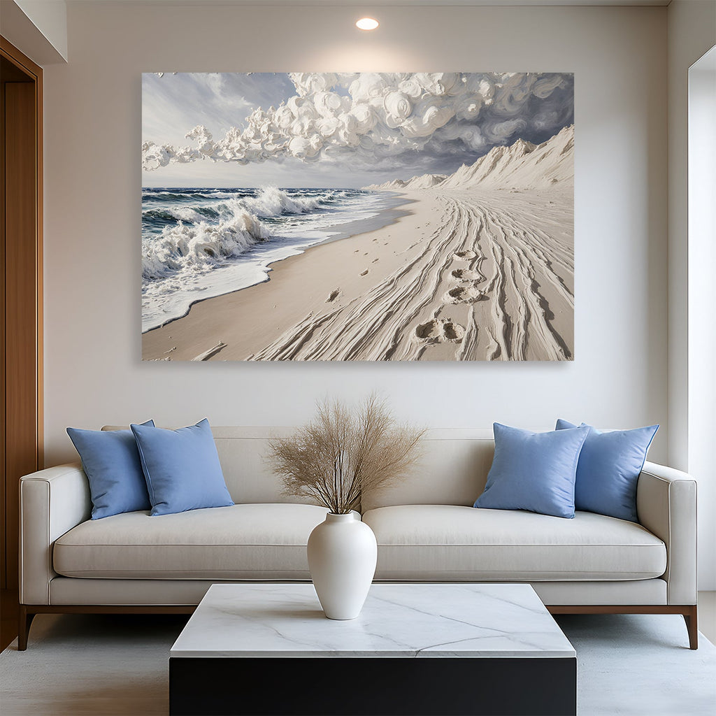 Footprints in the Sand wall art with nature-inspired artwork - product view 3