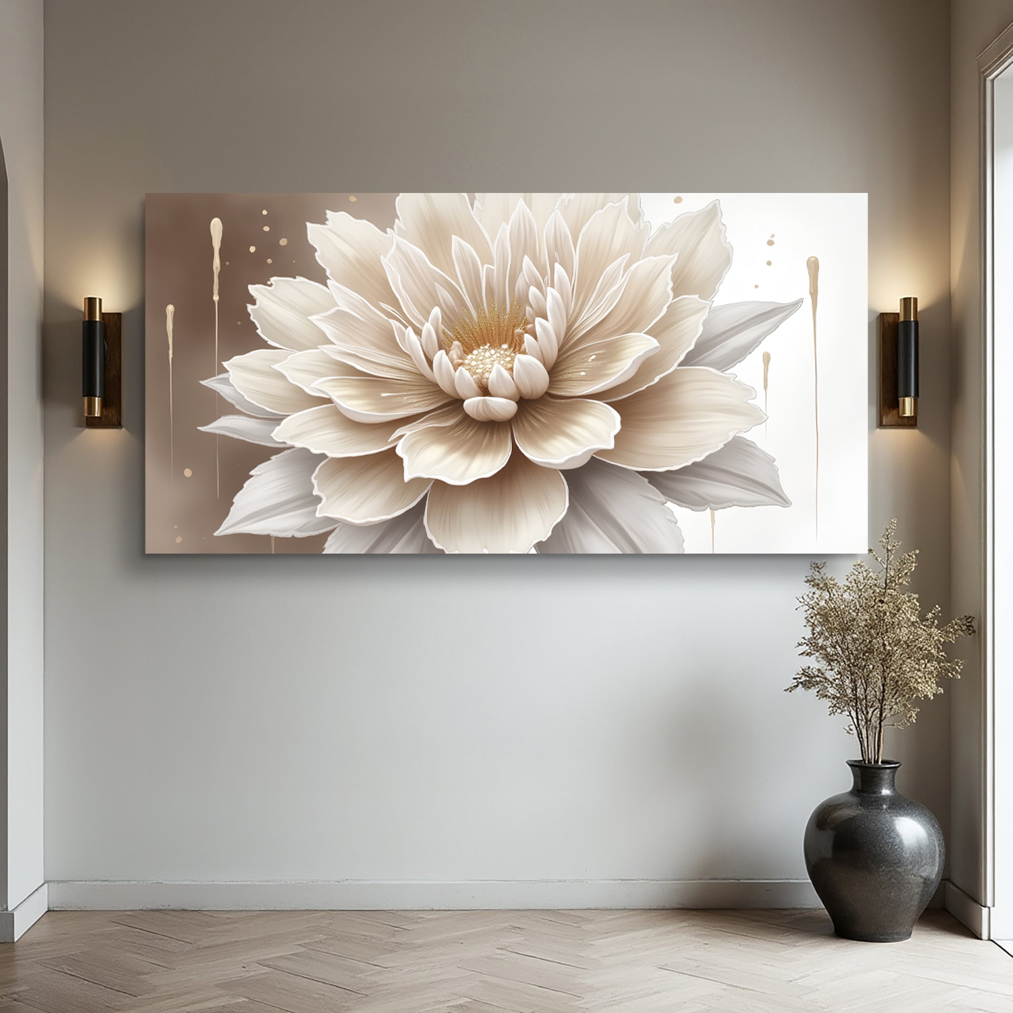 Single Beige Flower Abstract wall art with nature-inspired artwork - product view 2