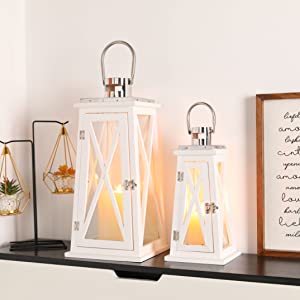 15.5''&22'' H Metal Decorative Candle Holders Rustic Hanging decorative candle lanterns with nature-inspired artwork - product view 3
