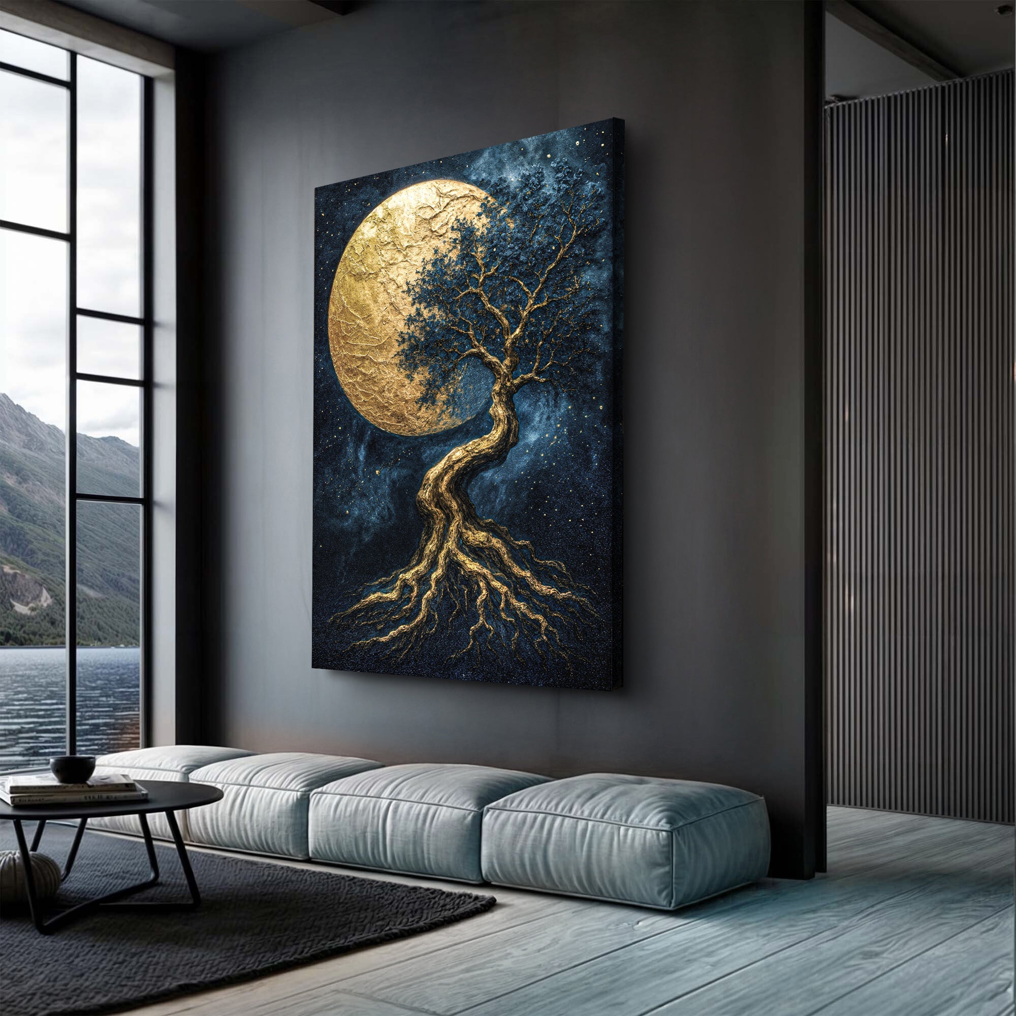 Lunar Tree of Life wall art with nature-inspired artwork - product view 2